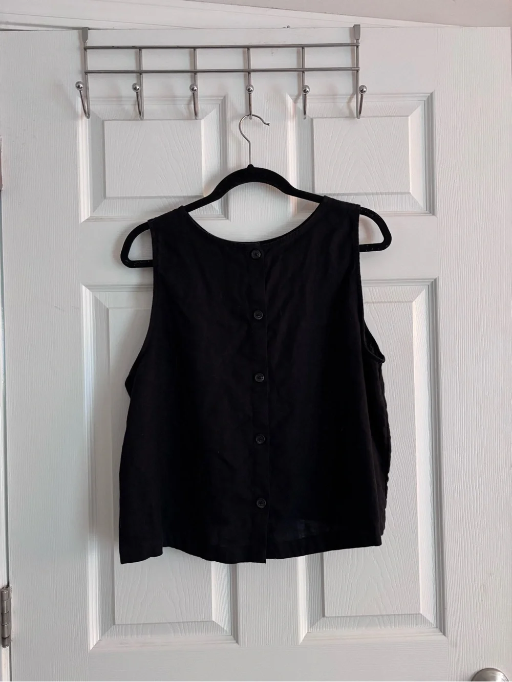 J. Crew Black Sleeveless Crewneck Linen Tank